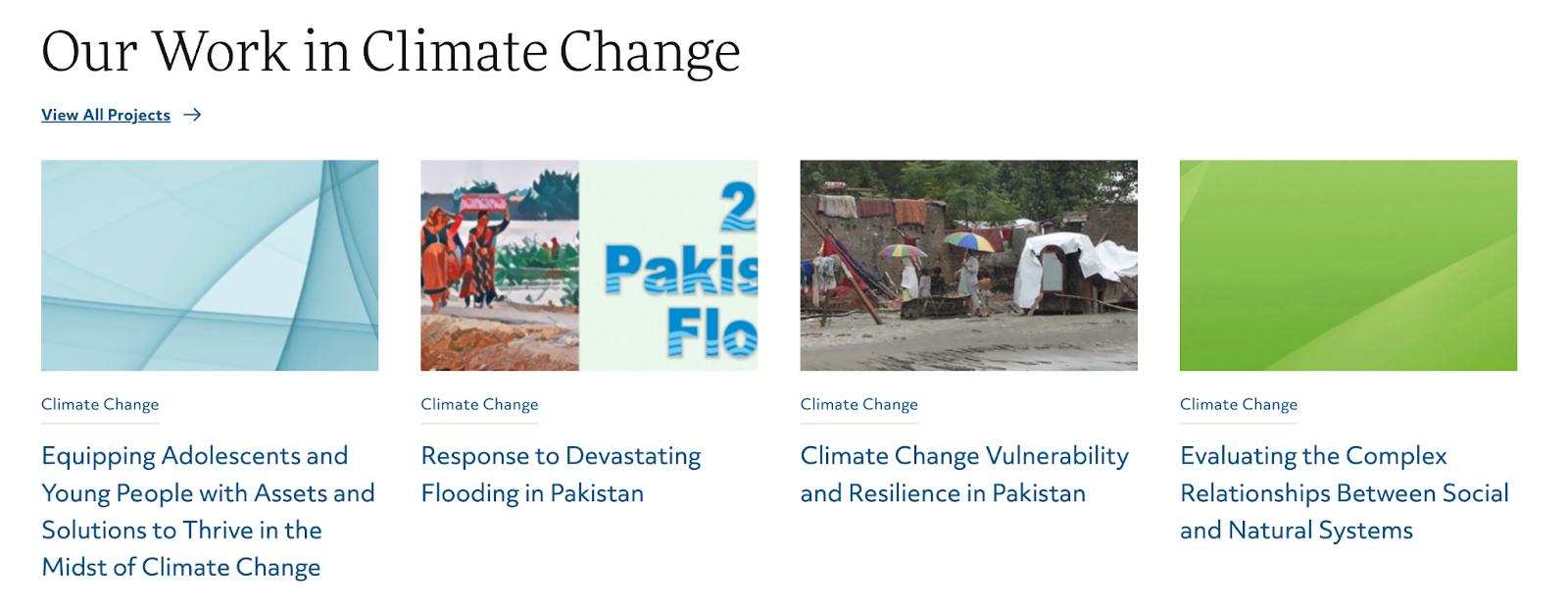 A dynamic block that displays up to 4 project articles related to the current topic.